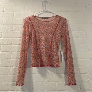 NEW NEVER WORN WITH TAGS GOOD LUCK GEM BRAND mesh flower long sleeve size small